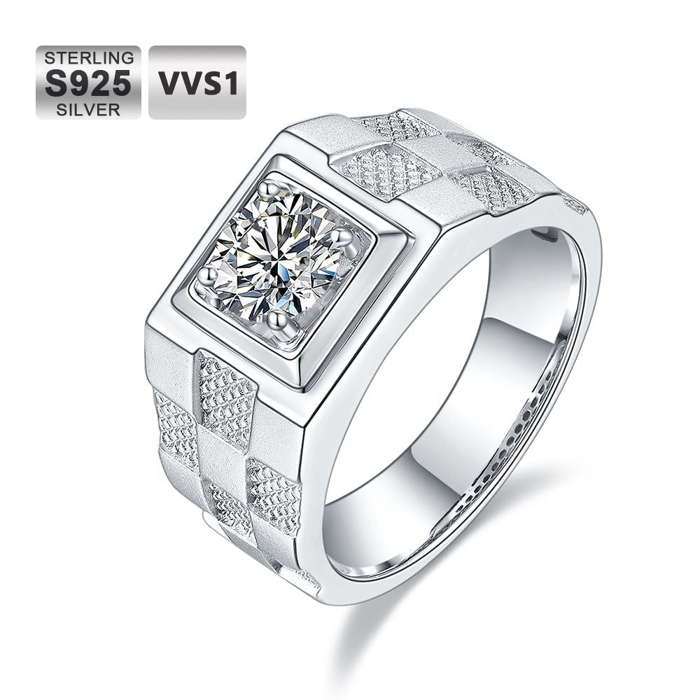 Bague Unisexe Moissanite – 1 Carat – Argent 925