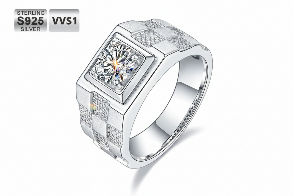 Bague Unisexe Moissanite – 1 Carat – Argent 925