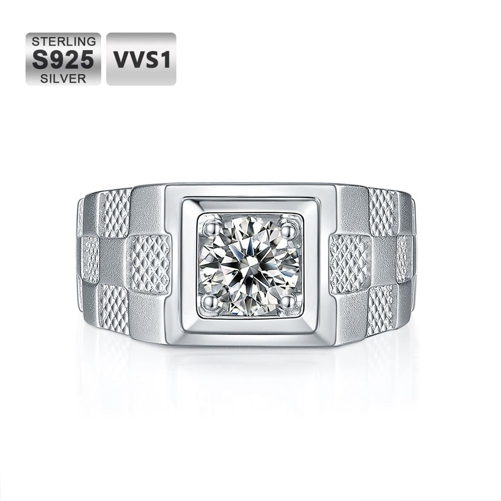 Bague Unisexe Moissanite – 1 Carat – Argent 925